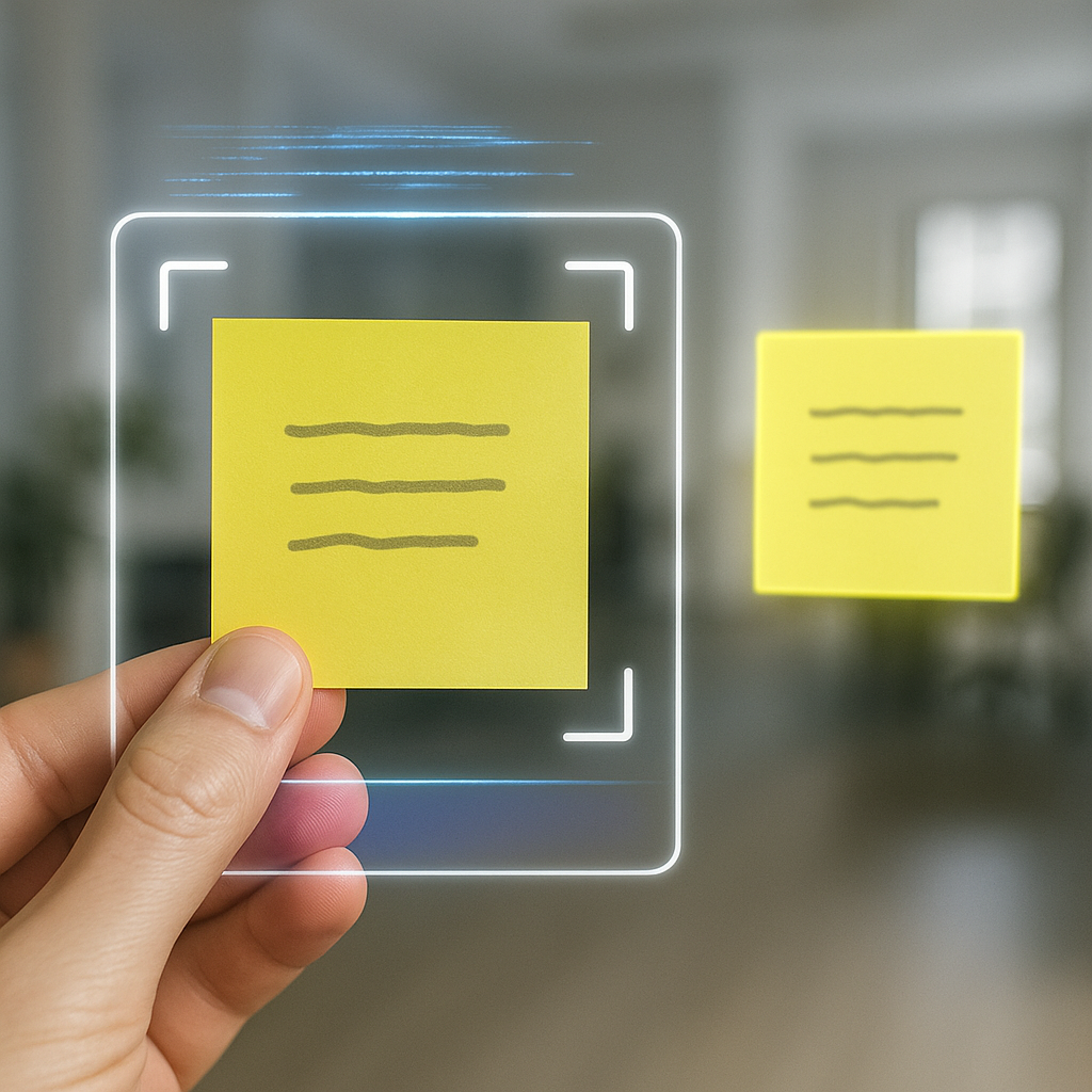 Scanning a physical sticky note into AirNotes